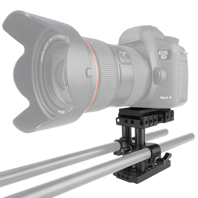 NICEYRIG نظام رفع القضبان NICEYRIG 15mm مع قاعدة سريعة التحرير ومجموعة لوحة QR وقضبان رفع 15mm ومشبك قضبان قصيرة مناسب لكاميرات DSLR - Image 5